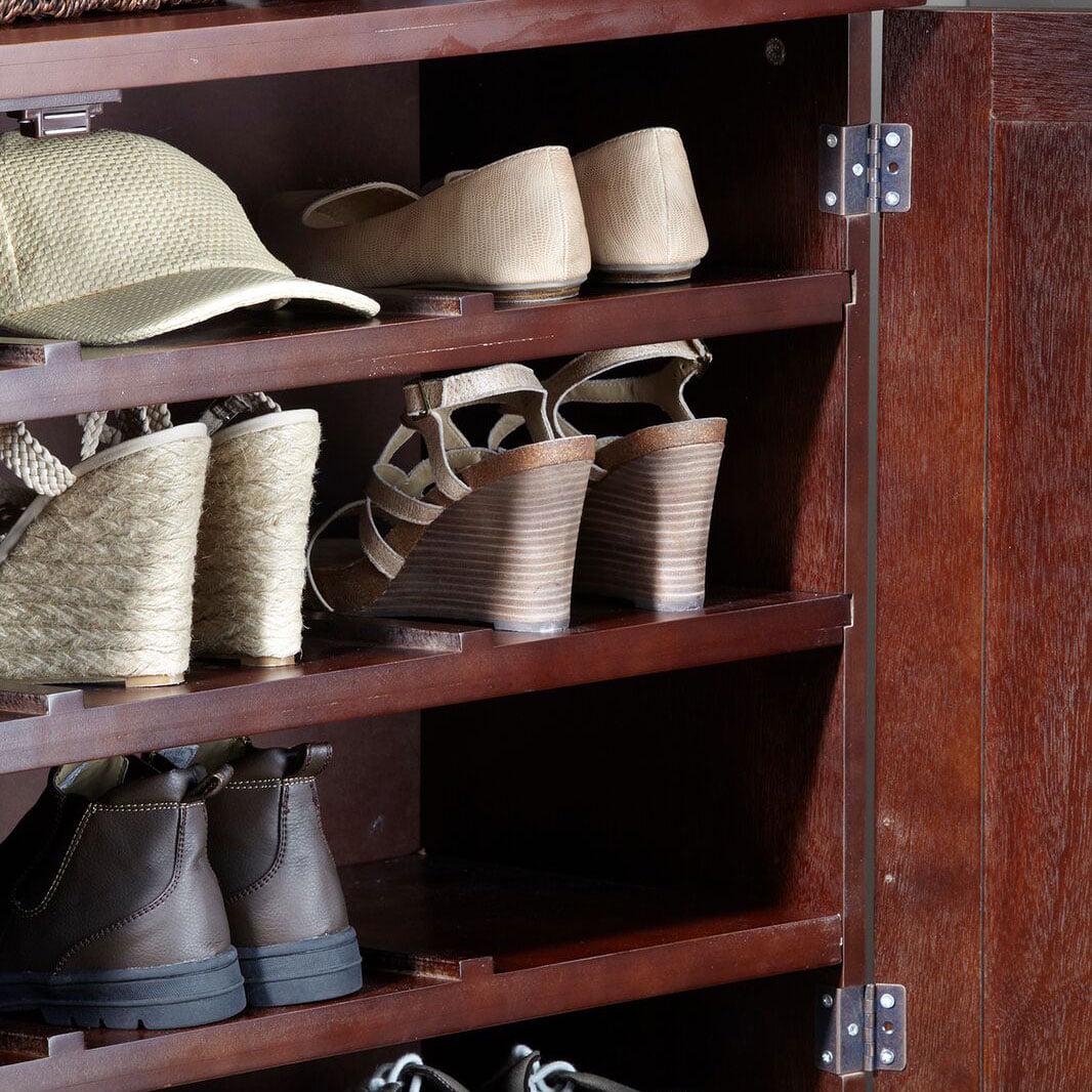 3.25' Mahogany Brown Indoor Home Furniture Collections 6-Tier Wooden Shoe Dresser - Image 4