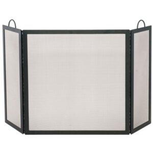 Uniflame Medium 3 Fold Black Wrought Iron Fireplace Screen