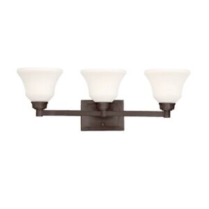 Kichler Lighting Langford - 26.25" 30W 3 LED Bath Vanity, Olde Bronze Finish with Satin Etched White Glass