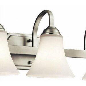 3 Light Bath Vanity Approved For Damp Locations With Transitional Inspirations 8.25 Inches Tall By 22 Inches Wide-Brushed Nickel Finish-Incandescent