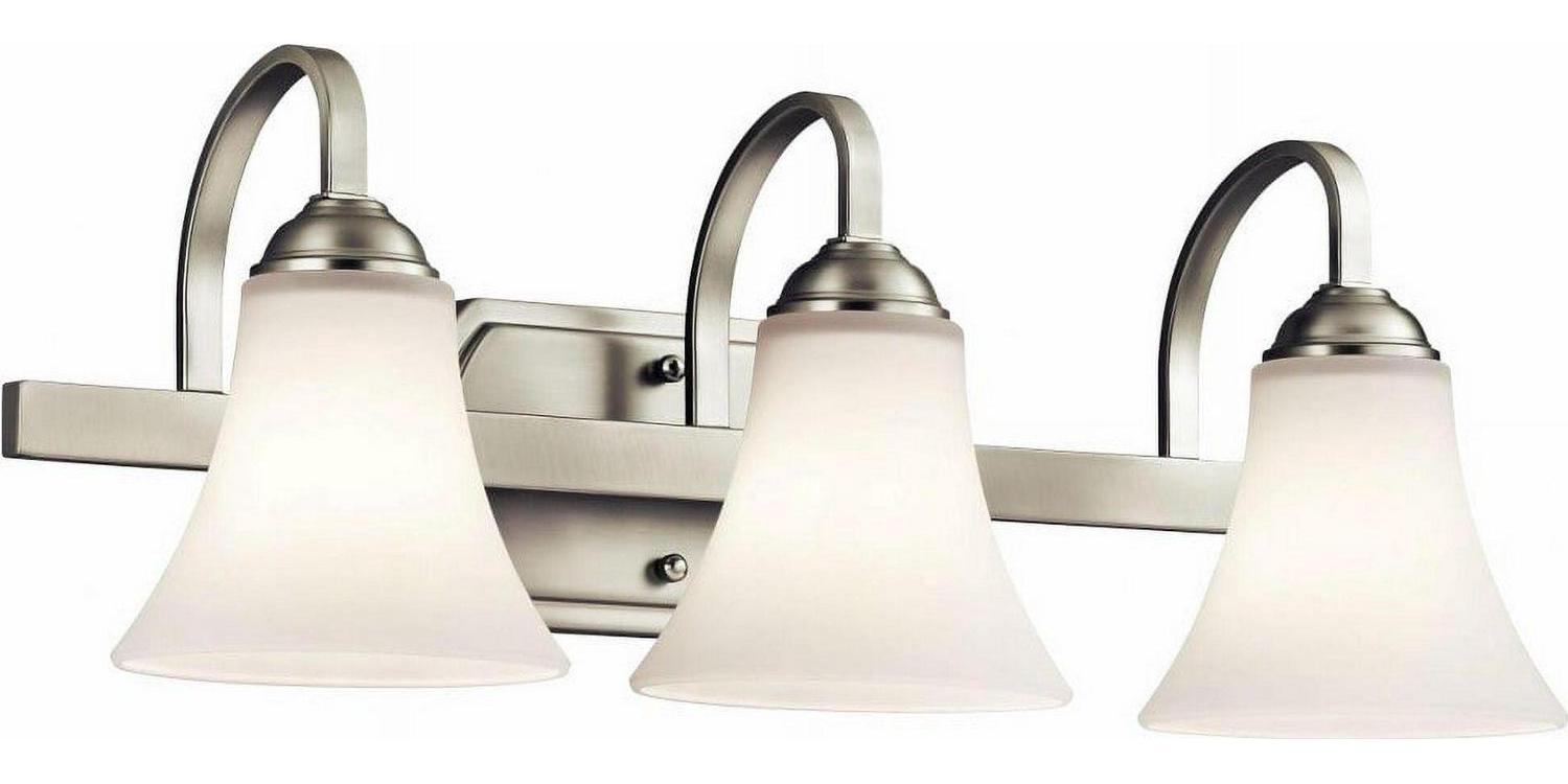 3 Light Bath Vanity Approved For Damp Locations With Transitional Inspirations 8.25 Inches Tall By 22 Inches Wide-Brushed Nickel Finish-Incandescent