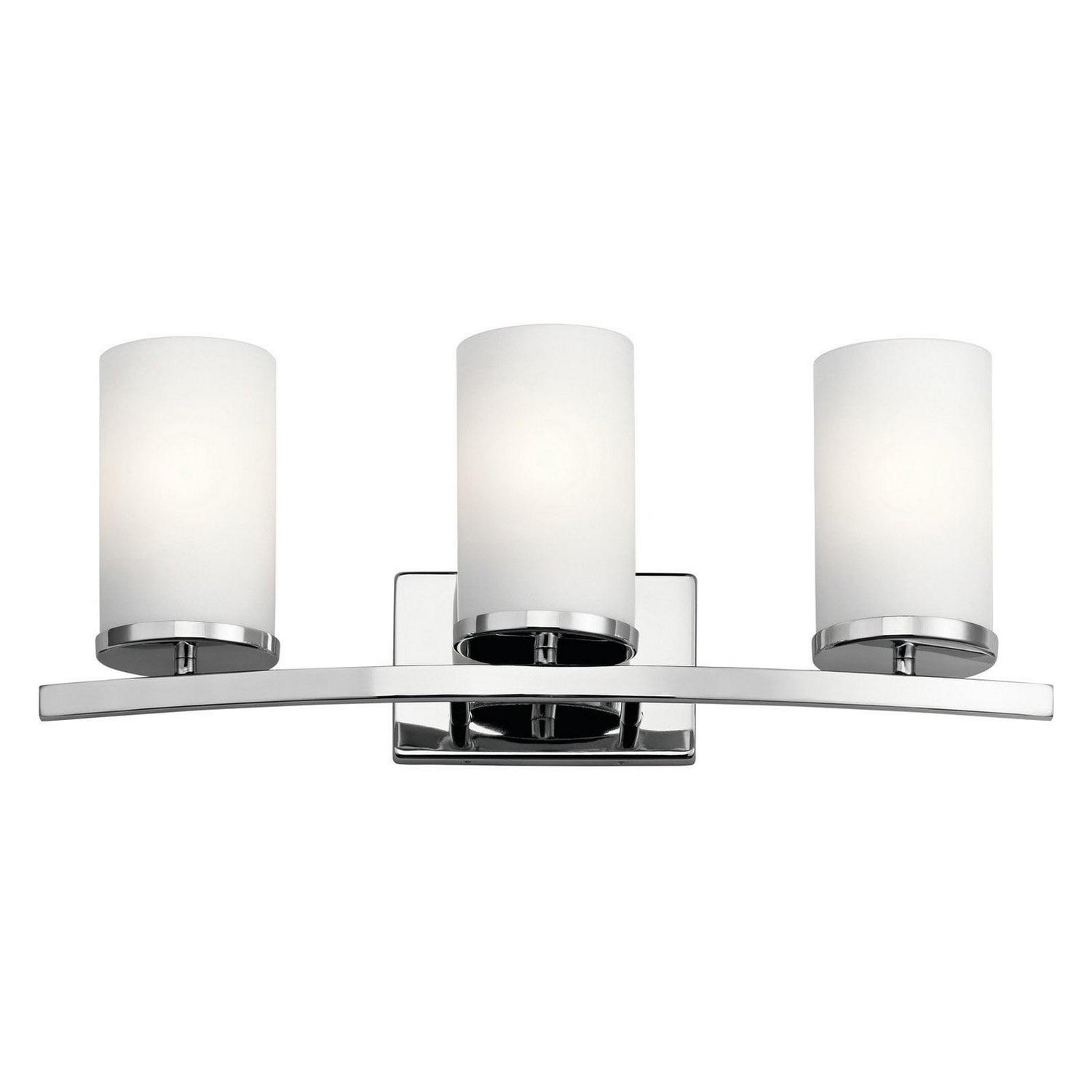 45497CH Kichler Lighting Crosby - 3 Light Bath Vanity Approved for Damp Locations - with Contemporary inspirations - 23 inches wide-Chrome Finish