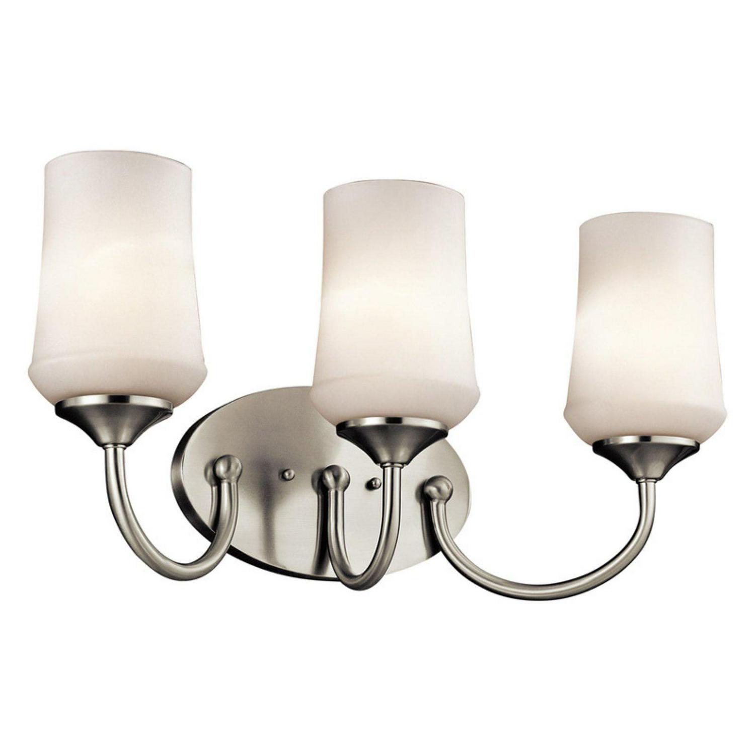 3 Light Bath Vanity Approved For Damp Locations With Transitional Inspirations 11 Inches Tall By 21 Inches Wide-Brushed Nickel Finish-Led Lamping