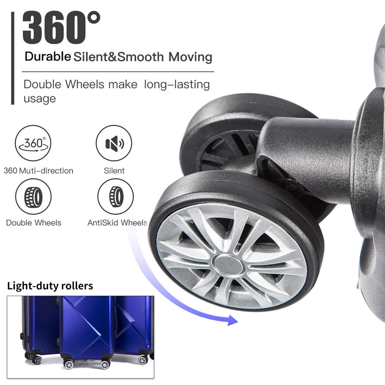 3 Piece Luggage Sets with Hardside Expandable Spinner Wheel (20/24/28), Blue - Image 3