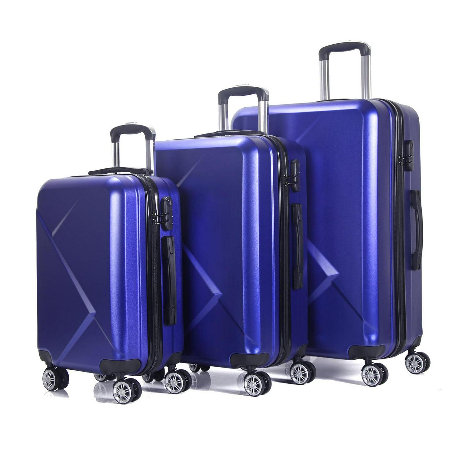 3 Piece Luggage Sets with Hardside Expandable Spinner Wheel (20/24/28), Blue - Image 7