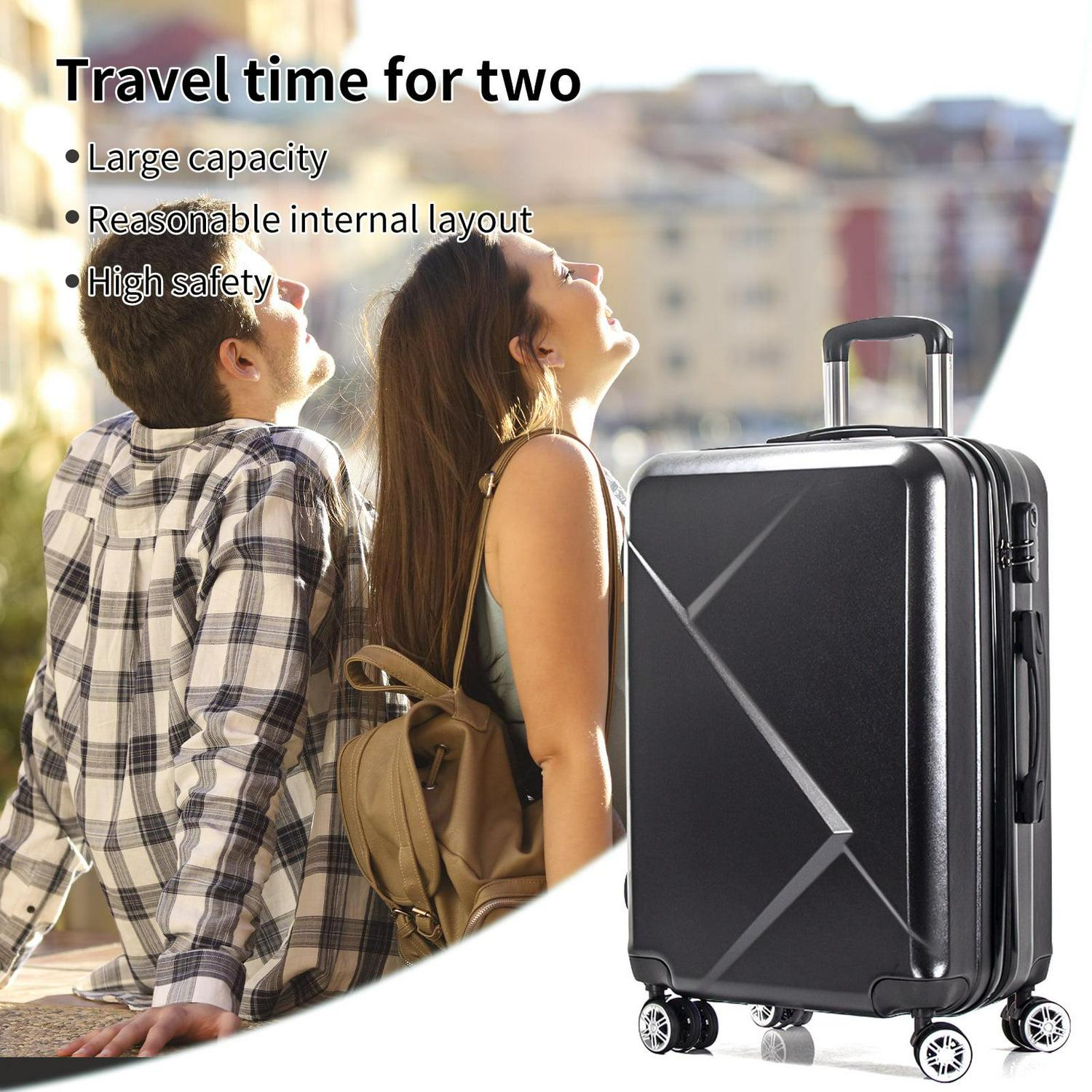 3 Piece Luggage Sets Expandable ABS Hardshell Hardside Lightweight Durable Spinner Wheels Suitcase(20/24/28), (Black) - Image 7
