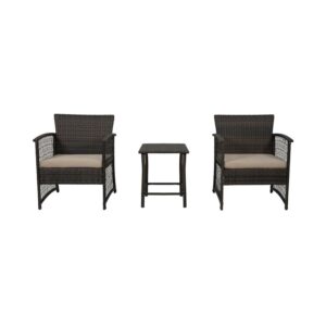 Westin Furniture Heritage Outdoor 3-piece Wicker Bistro Patio Set Coffee/Beige