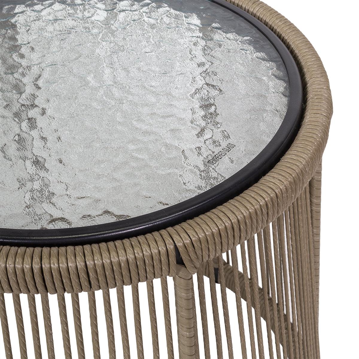 3-Piece Patio Wicker Conversation Bistro Set w/ 2-Chairs, Glass Top Side Table, Cushions - Image 5