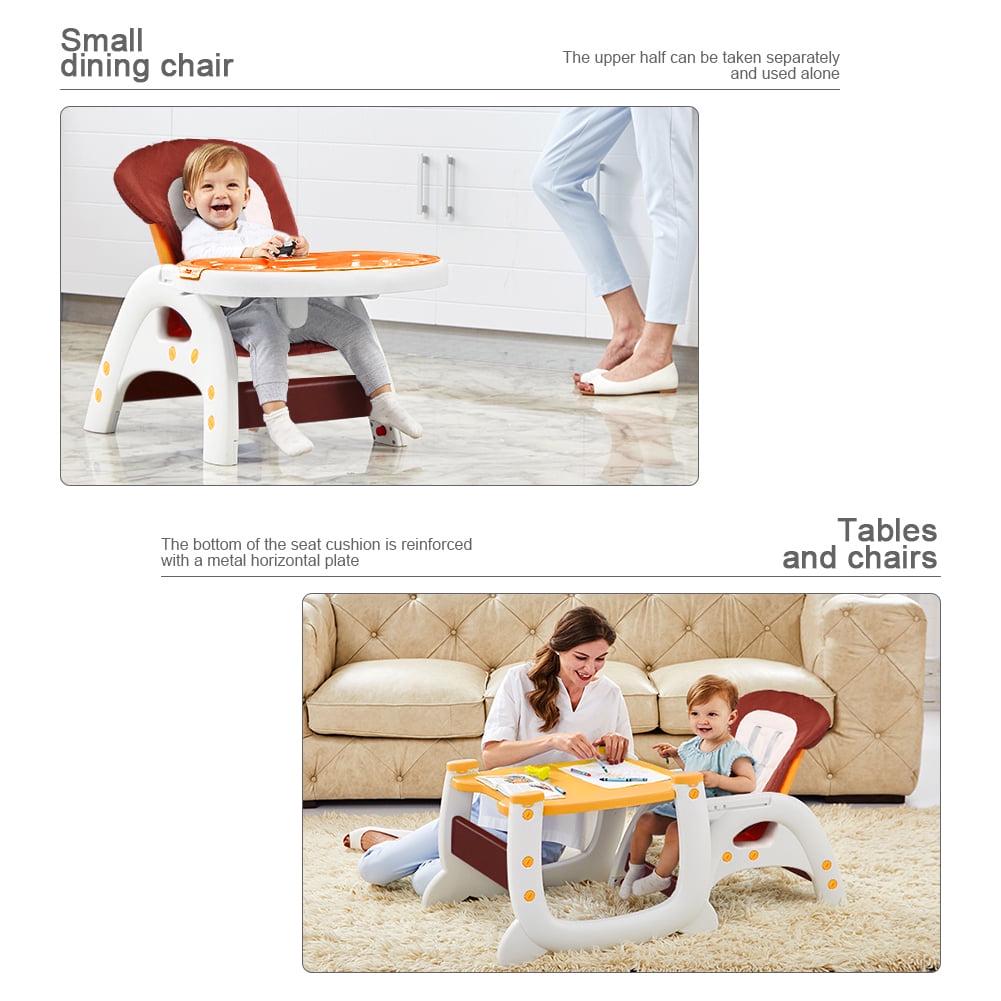 3in1 Baby High Chair, Convertible Play Table and Chair Set for Toddler, Adjustable Seat, Yellow - Image 8