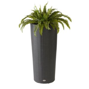 DMC Products Indoor/Outdoor Tall Round Woven Resin Wicker Vista Planter, Black, 40"