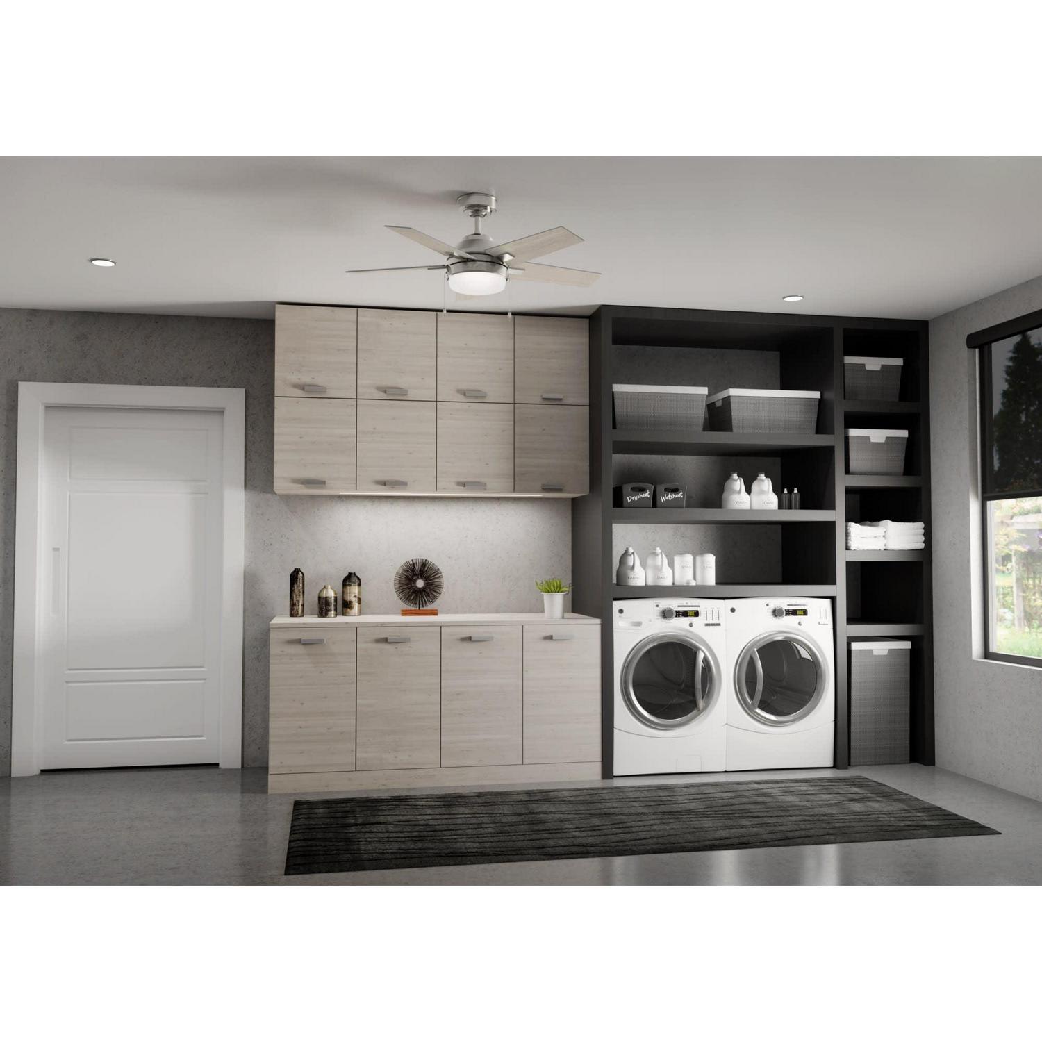 Hunter Fan Barlett Ceiling Fan 44In Brushed Nickel Light Gray Oak - Image 4