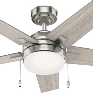 Hunter Fan Barlett Ceiling Fan 44In Brushed Nickel Light Gray Oak