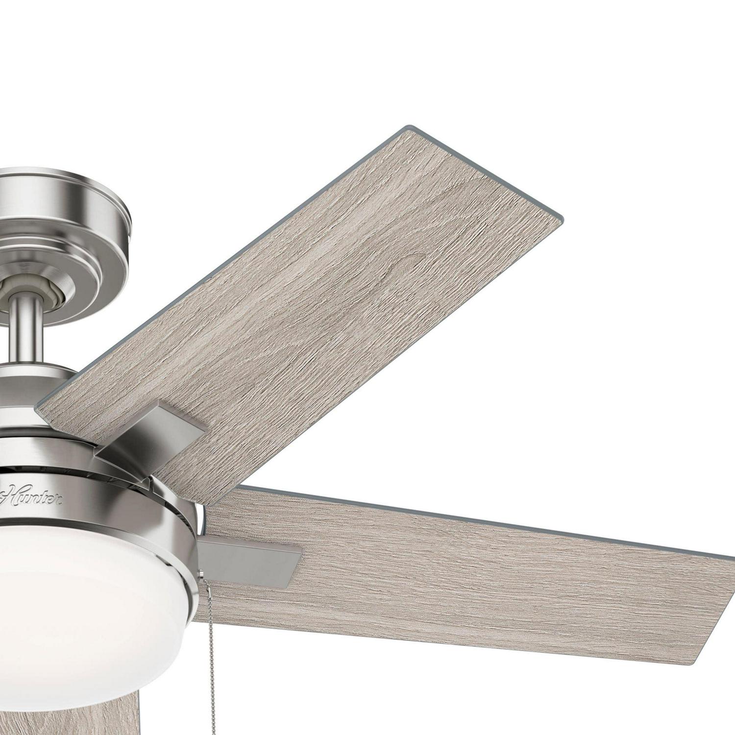 Hunter Fan Barlett Ceiling Fan 44In Brushed Nickel Light Gray Oak - Image 5