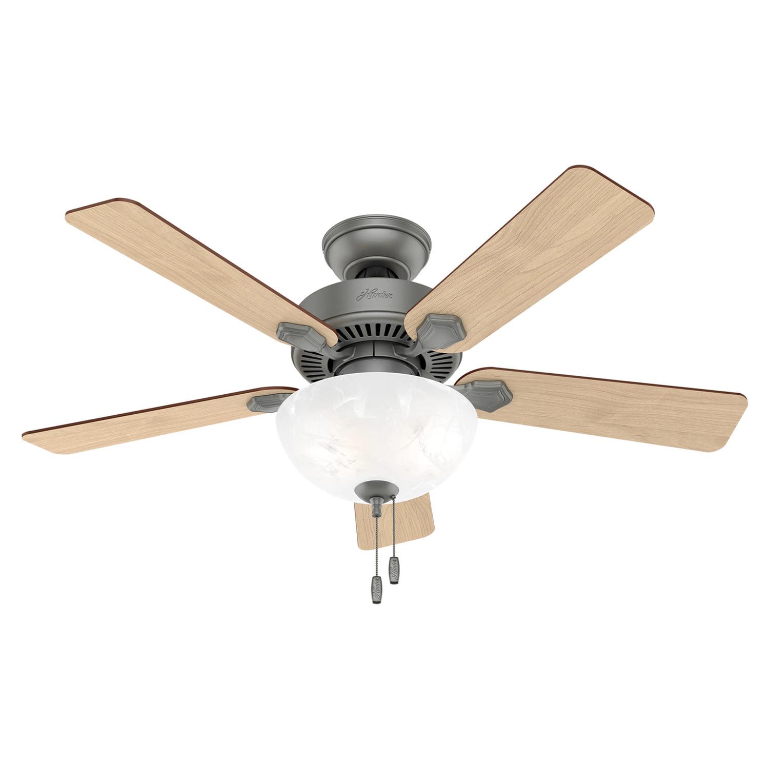 Hunter - Swanson Indoor Ceiling Fan With Light, 44-inch, Matte Silver, Casual-style, 3-speed WhisperWind Motor, 50904, for living rooms, bedrooms, home offices, kitchens - Image 2
