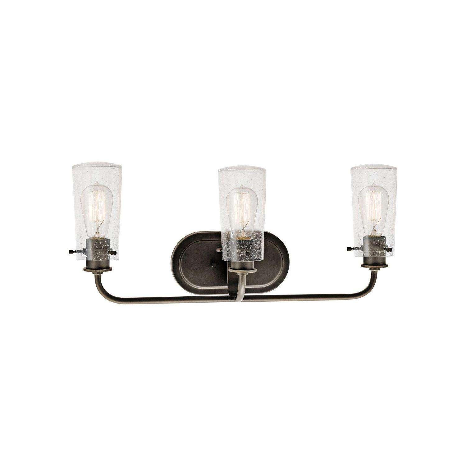 45459OZ Kichler Lighting Braelyn - 3 Light Bath Vanity Approved for Damp Locations - with Vintage Industrial inspirations - 10.25 inches tall by 24 - Image 3