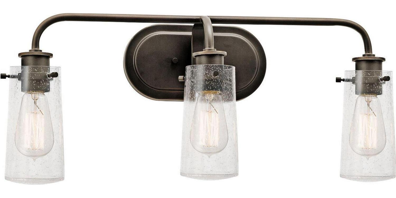 45459OZ Kichler Lighting Braelyn - 3 Light Bath Vanity Approved for Damp Locations - with Vintage Industrial inspirations - 10.25 inches tall by 24