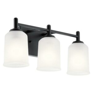 45574BK Kichler Lighting Shailene - 3 Light Bath Vanity Approved for Damp Locations - with Transitional inspirations - 8.25 inches tall by 21 inches