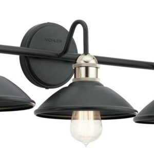 45945BK-Kichler Lighting-Clyde - 3 Light Bath Vanity Approved for Damp Locations - with Vintage Industrial inspirations - 7.25 inches tall by 26.25