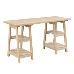 47 x 20 x 29 in. Designs2Go Double Trestle Desk, Weathered White