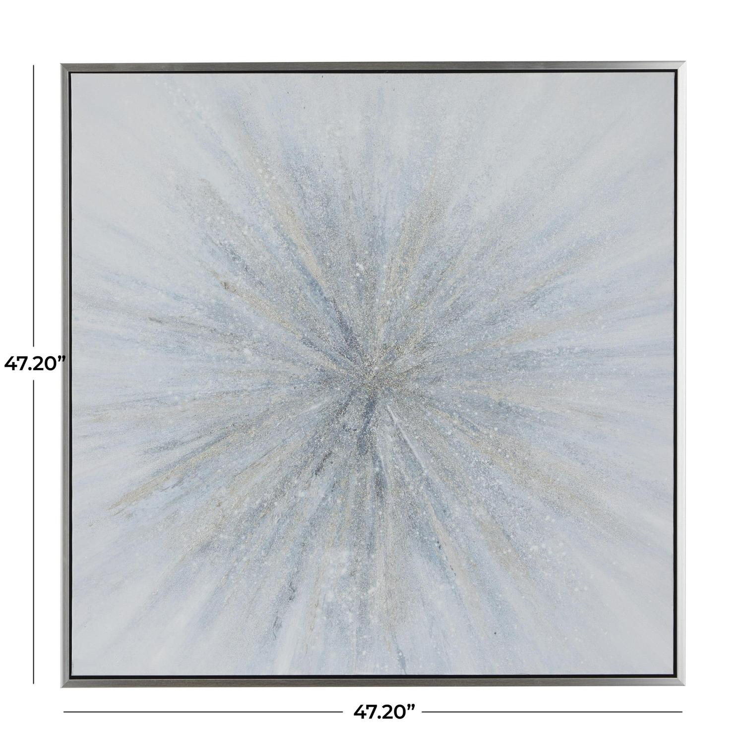 47" x 47" Radial Starburst Framed Wall Art with Silver Frame, by DecMode - Image 5