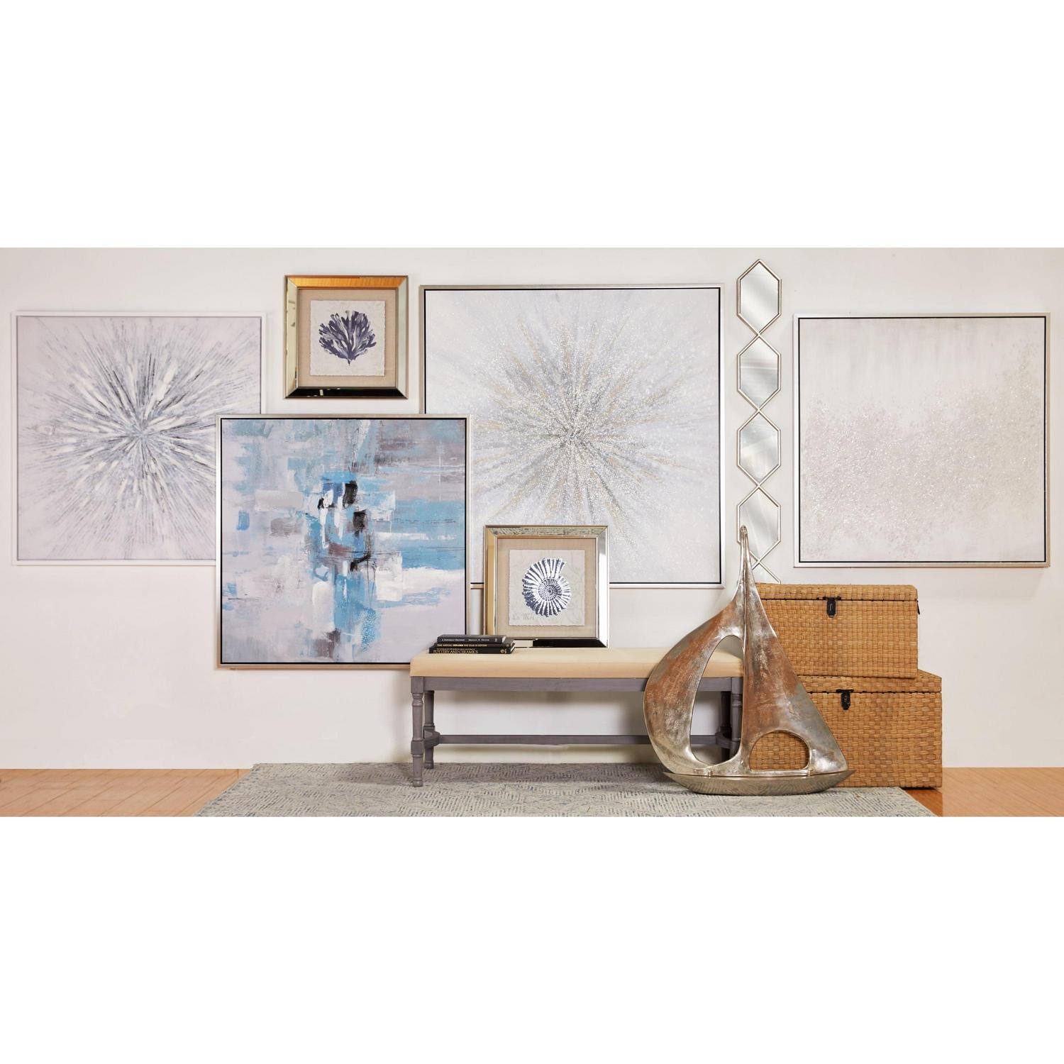 47" x 47" Radial Starburst Framed Wall Art with Silver Frame, by DecMode - Image 4