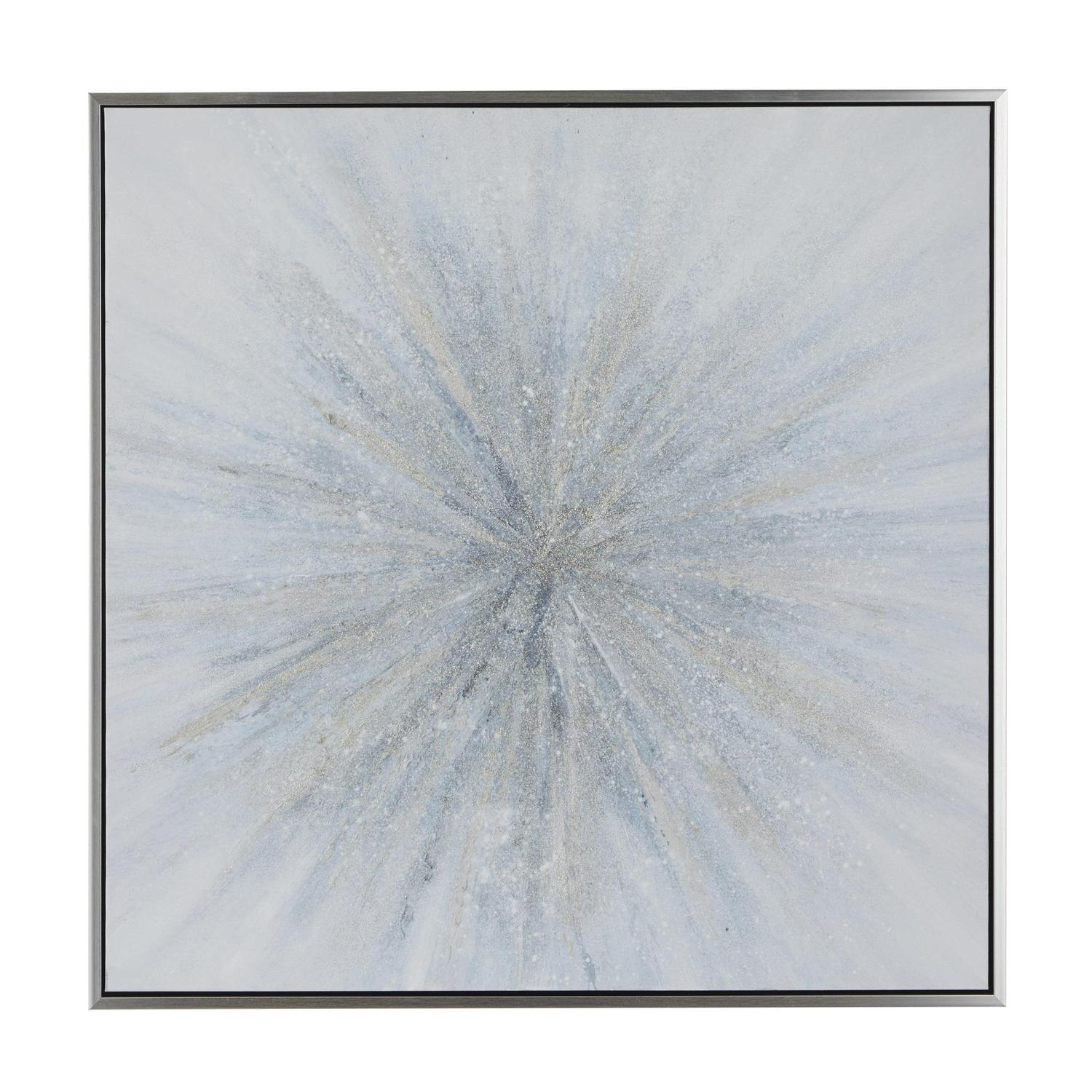 47" x 47" Radial Starburst Framed Wall Art with Silver Frame, by DecMode