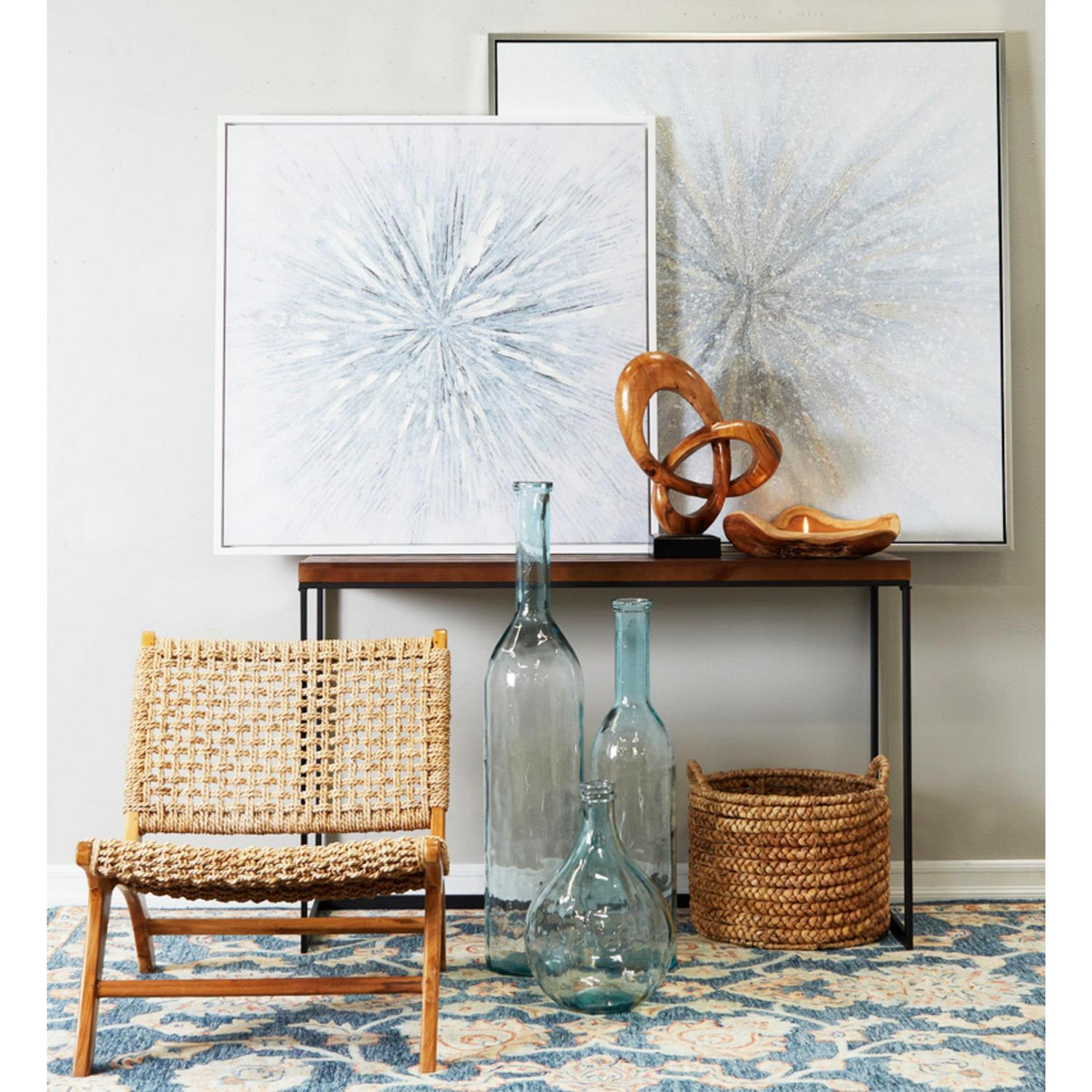 47" x 47" Radial Starburst Framed Wall Art with Silver Frame, by DecMode - Image 3