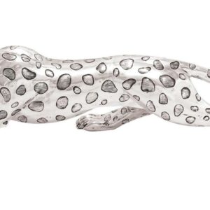 48" x 12" Silver Polystone Leopard Sculpture, by DecMode