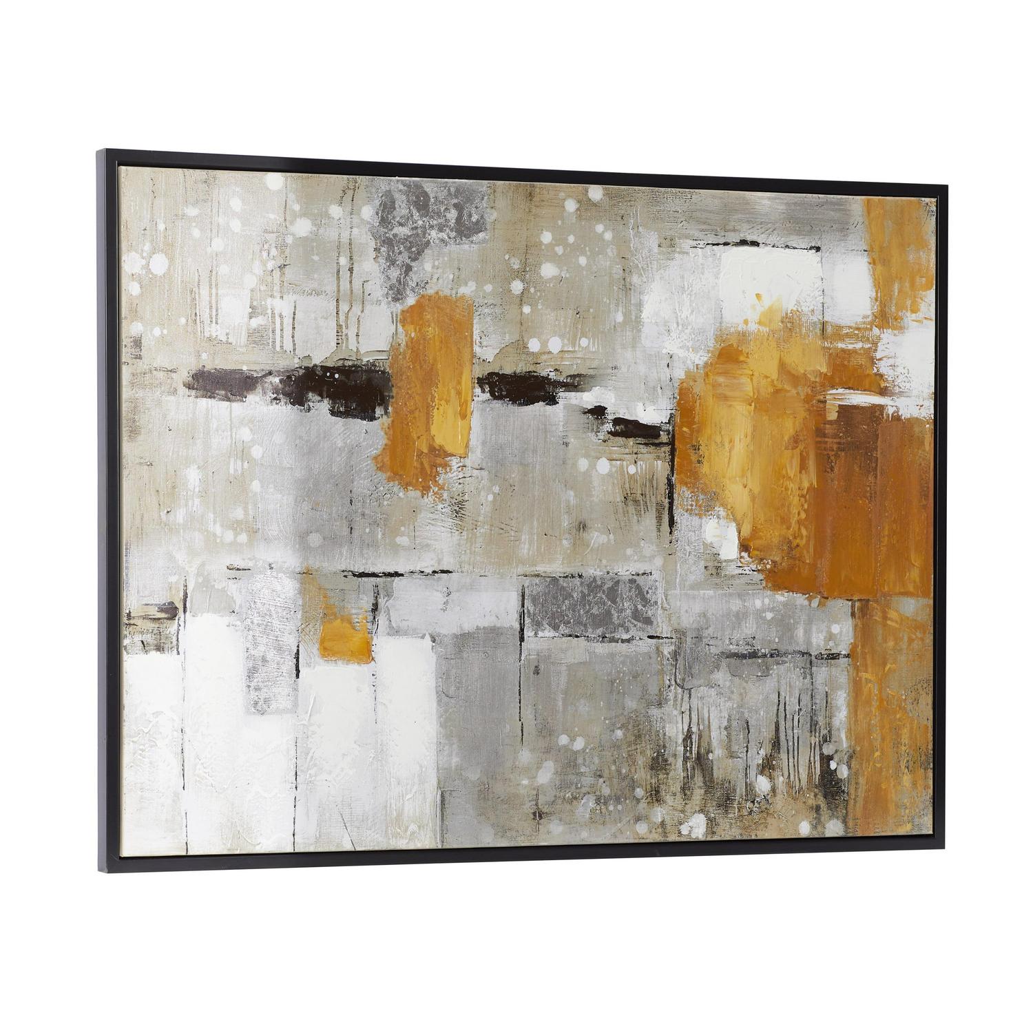 48" x 36" Abstract Framed Wall Art with Black and Yellow Details, by DecMode - Image 7