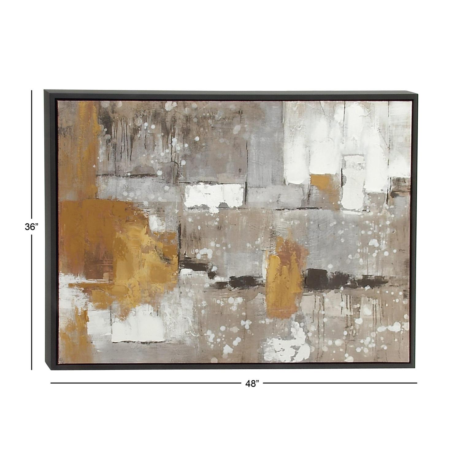 48" x 36" Abstract Framed Wall Art with Black and Yellow Details, by DecMode - Image 4