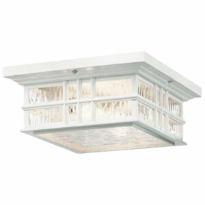 49834WH Kichler Lighting Beacon Square - 2 light Outdoor Flush Mount in Craftsman/Mission Style made with Climates Materials for Coastal