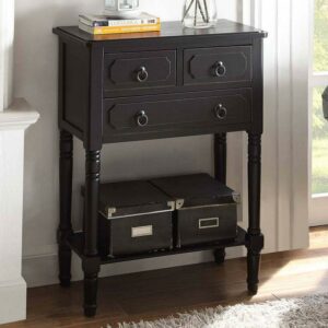 4D Concepts Simplicity 3 Drawer Chest, Black, Solid Wood, 23.6" x 13" x 30.7"