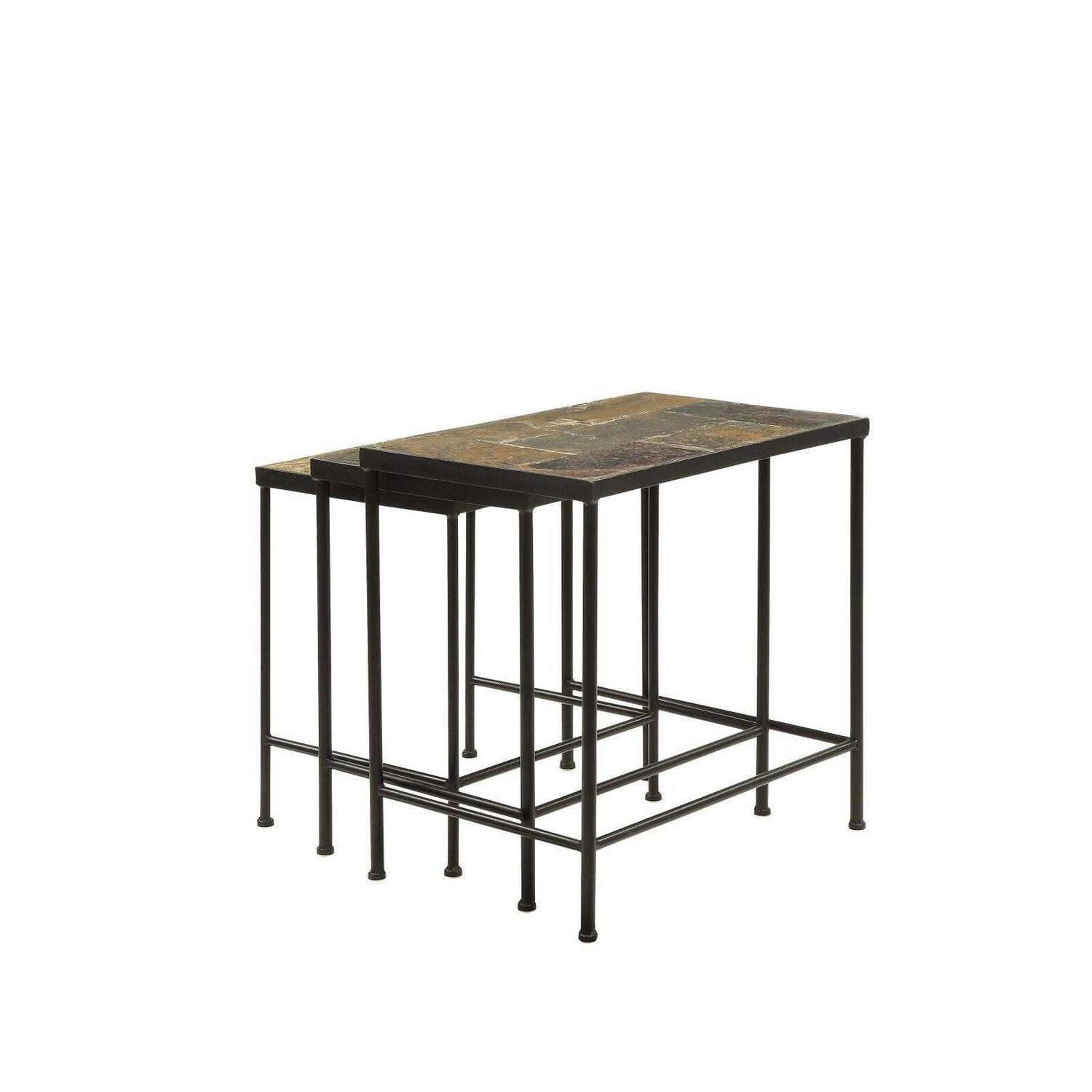 3 piece nesting tables with slate tops - Image 3