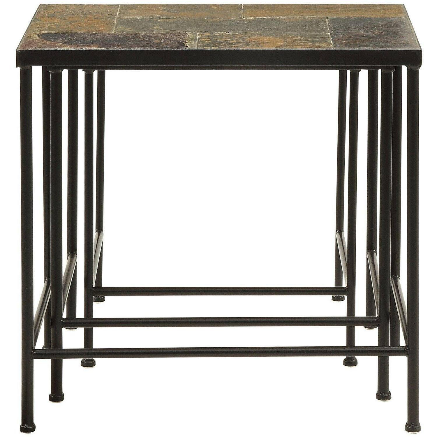 3 piece nesting tables with slate tops - Image 2