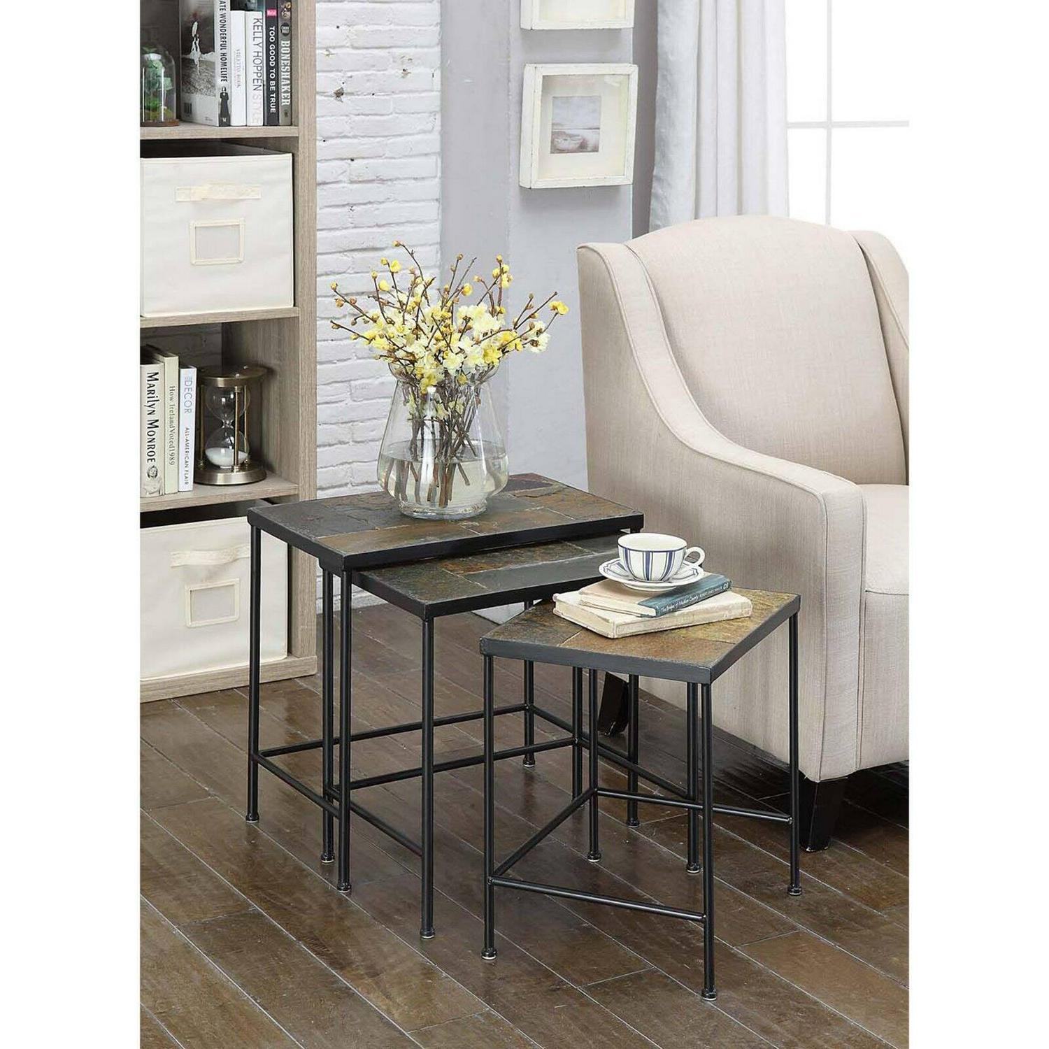 3 piece nesting tables with slate tops