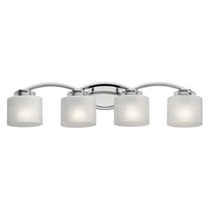 4 Light Bath Vanity Approved For Damp Locations With Soft Contemporary Inspirations 32.75 Inches Wide Kichler Lighting 45864Ch