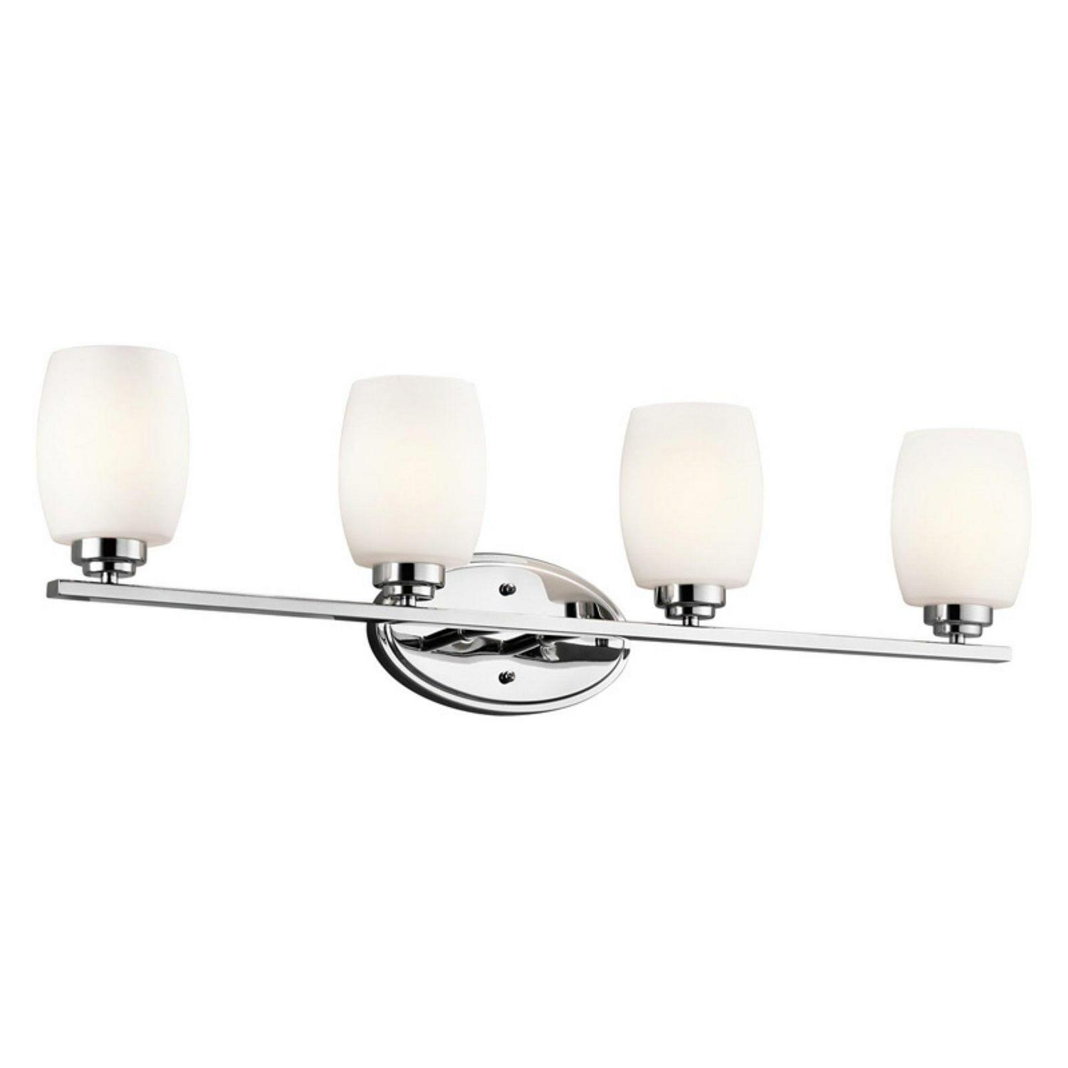 4 Light Bath Vanity Approved For Damp Locations With Contemporary Inspirations 9.25 Inches Tall By 33.75 Inches Wide-Chrome Finish-Incandescent