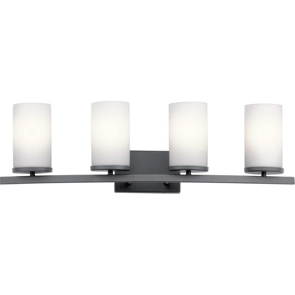 45498BK Kichler Lighting Crosby - 4 Light Bath Vanity Approved for Damp Locations - with Contemporary inspirations - 31 inches wide-Black Finish