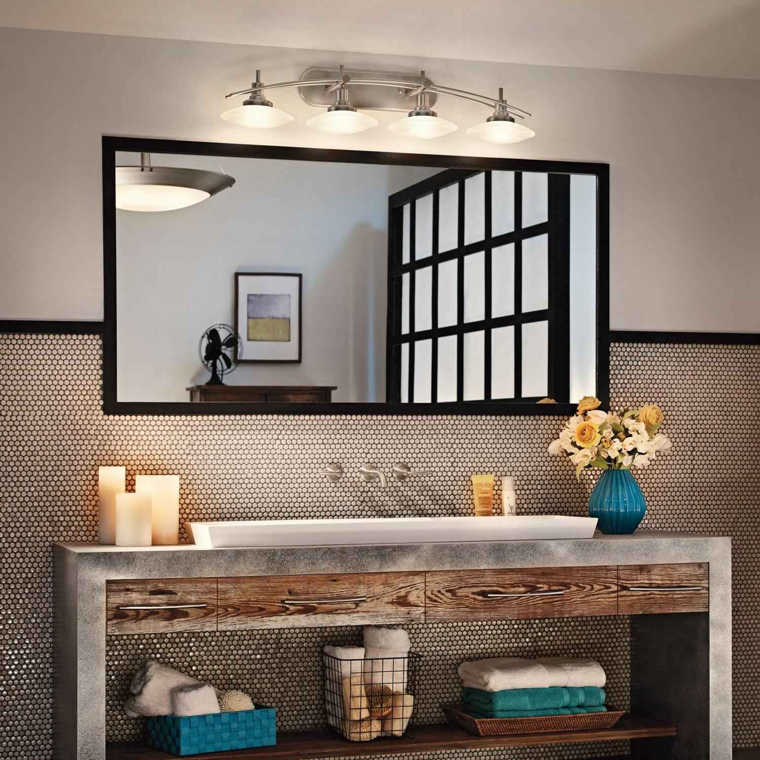 4 Light Bath Vanity Approved For Damp Locations With Contemporary Inspirations 40 Inches Wide Kichler Lighting 6464Ni - Image 4