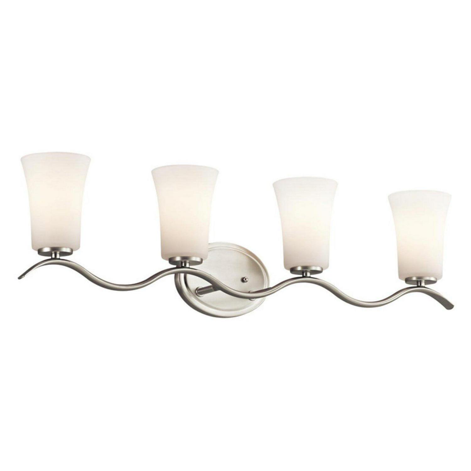 4 Light Bath Vanity Approved For Damp Locations With Transitional Inspirations 32.25 Inches Wide-Brushed Nickel Finish-Incandescent Lamping Type