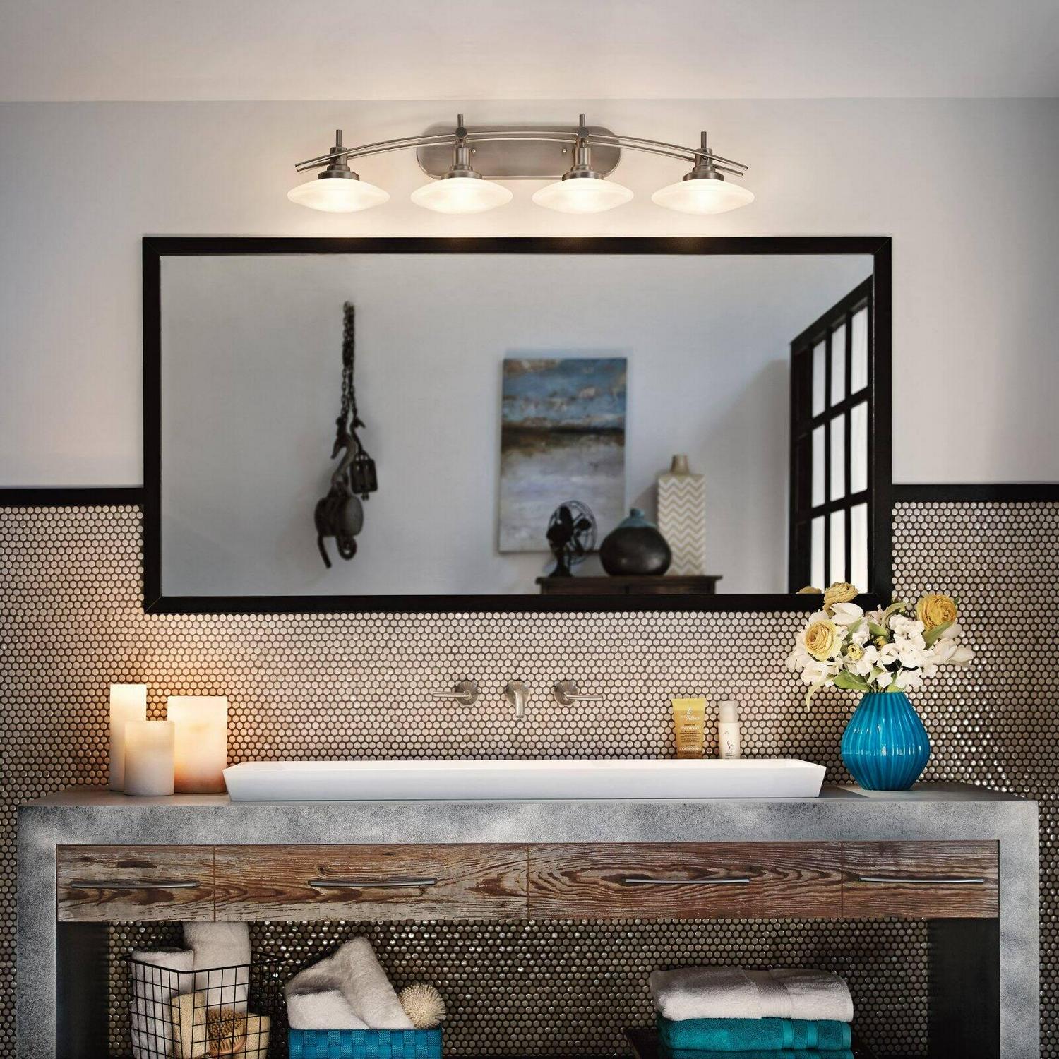 4 Light Bath Vanity Approved For Damp Locations With Contemporary Inspirations 40 Inches Wide Kichler Lighting 6464Ni - Image 3