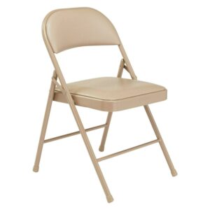 (4 Pack) Commercialine Beige Vinyl Upholstered Folding Chair