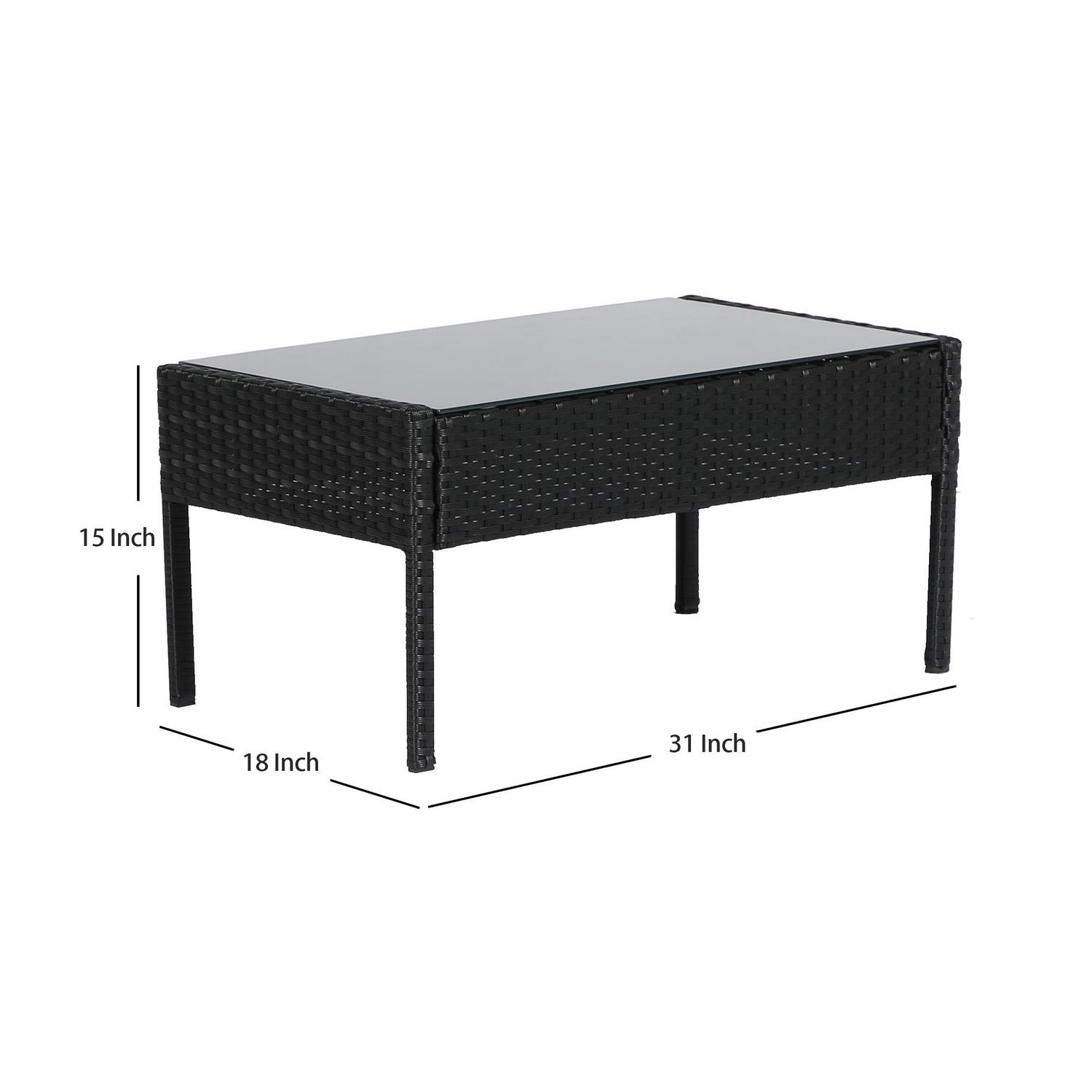 Westin Furniture Madison Outdoor 4-Piece Rattan Patio Furniture Chat Set Black/Beige - Image 11