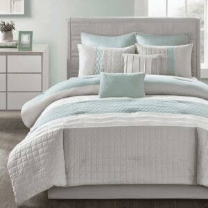 510 Design Tinsley Queen 8 Piece Comforter Set in Seafoam/Grey