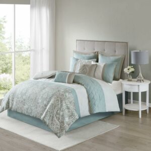 510 Design Stacie Damask 8 Piece Bedding Comforter Set | Blue