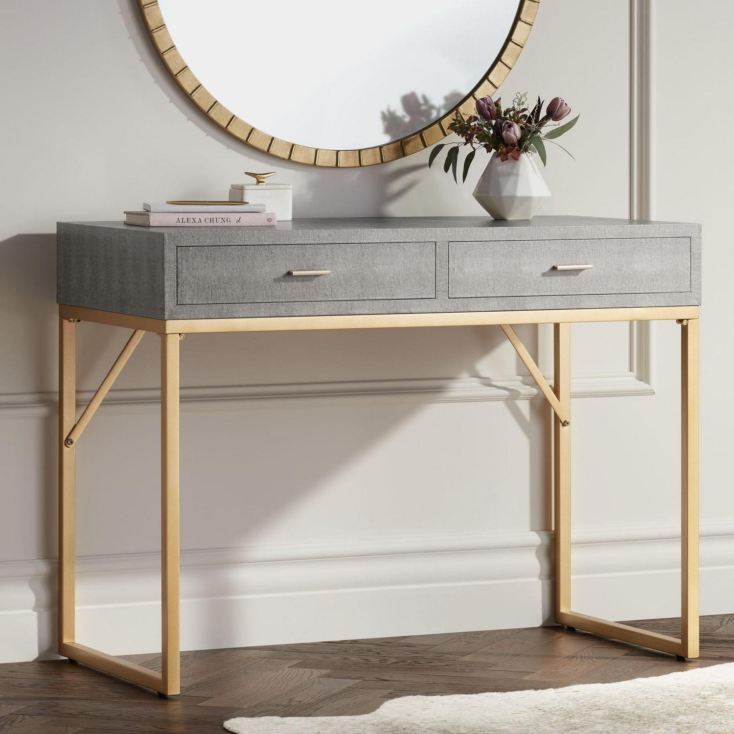 3169-022-Elk Home-Sands Point - Transitional Style w/ Luxe/Glam inspirations - Metal and Wood Desk - 32 Inches tall 42 Inches wide