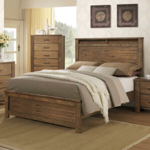 Progressive Furniture Brayden Queen Wood Panel Bed in Satin Mindi Brown