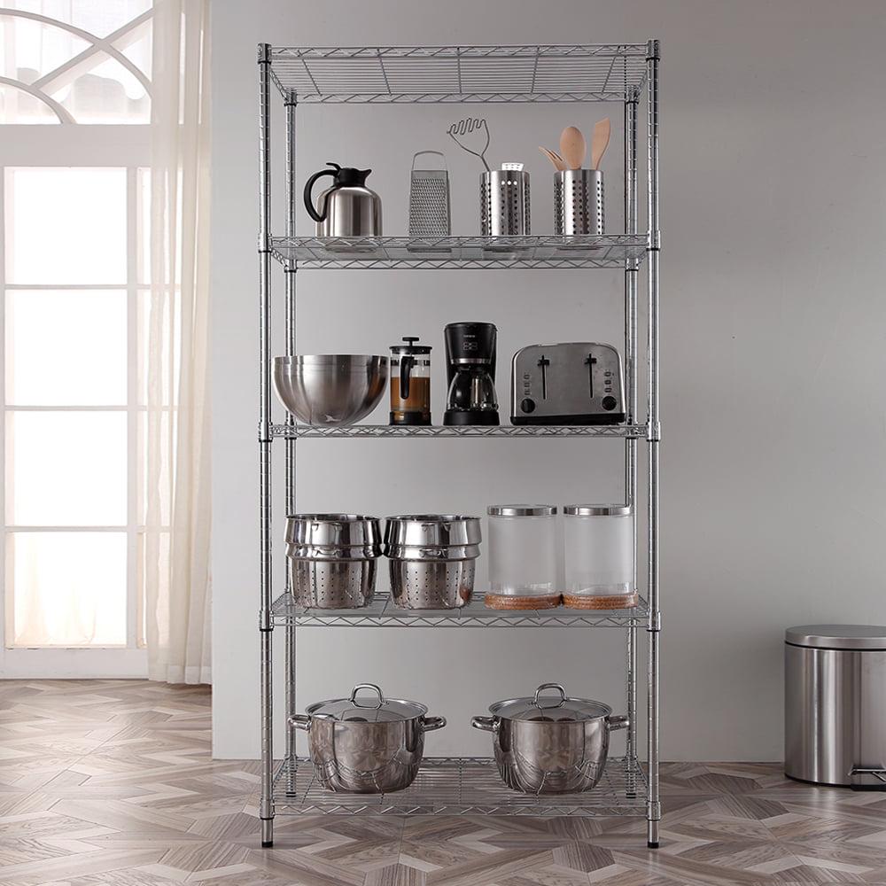5 tier chrome utility wire shelving unit 18x36x72in - Image 7