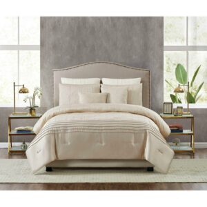 5th Avenue Lux Noelle 7 Piece Luxurious Gold Comforter Bedding Set, Queen
