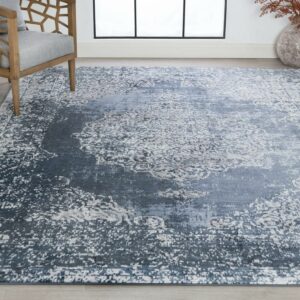 Bliss Rugs Bohemian Traditional Medallion Area Rug, Indoor Rugs for Living Room, Dining Room, Bedroom | Blue, 5' x 7' (5'3''x7'3'')